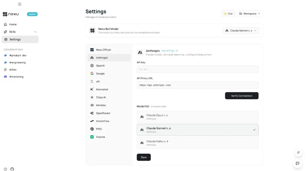 Open Settings page