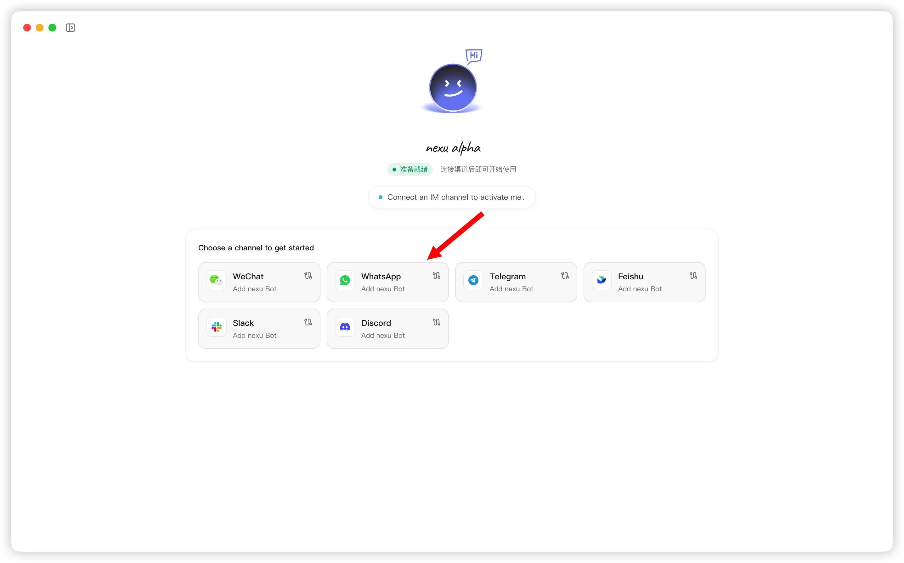 Choose WhatsApp channel
